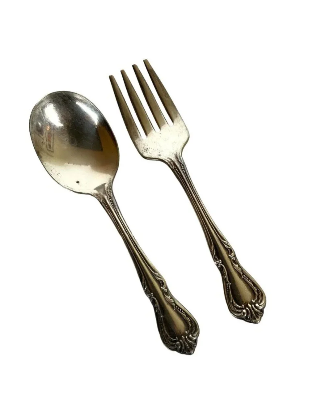 Wm Rogers Oneida Chalice Harmony Silverplate Baby Child Feeding Set Spoon Fork